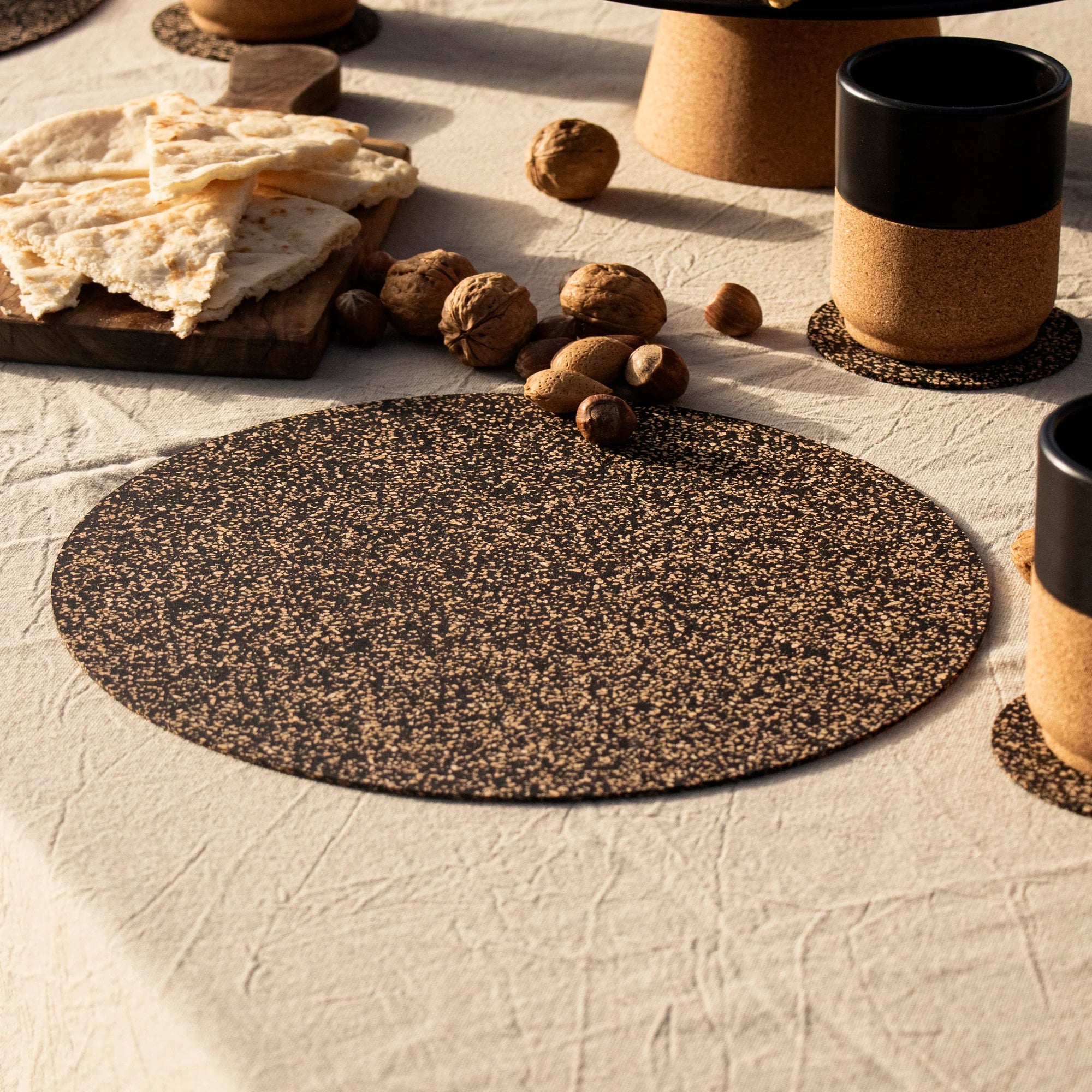 Dash Recycled Rubber & Cork Placemats | Round Set of 4