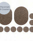 Dash Recycled Rubber & Cork Placemats | Oval S/8 + 8 FREE coasters