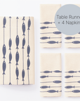 Fish on a Line Table Runner & Napkins | S/4