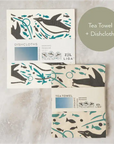 Tea Towel and matching Dishcloths | Swimming Penguin