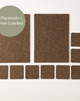 Dash Recycled Rubber & Cork Placemats | Rectangle Set of 8 plus 2 sets of free coasters