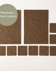 Dash Recycled Rubber & Cork Placemats | Rectangle Set of 8 plus 2 sets of free coasters