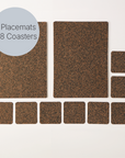 Dash Recycled Rubber & Cork Placemats | Rectangle S/8 + 8 FREE coasters