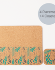 Set of 4 Placemats and matching Coasters | Elephant & Bananas