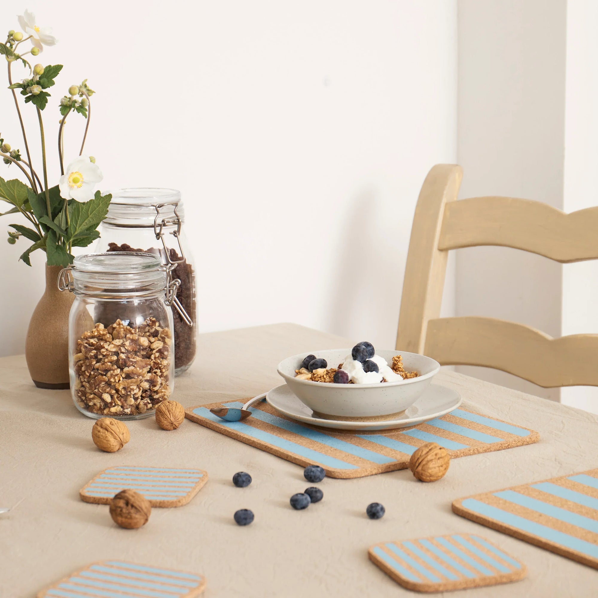 Cork Coasters | Candy Stripes - Blue