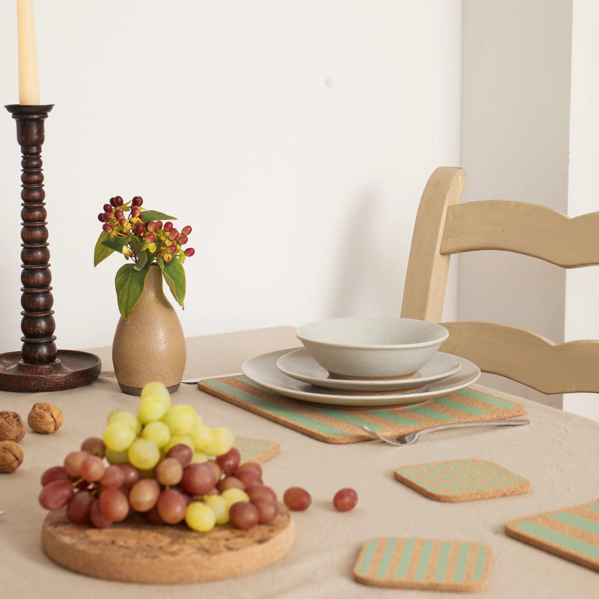 Cork Coasters | Candy Stripes - Green