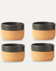 Four Ceramic and Cork Bowls - Black