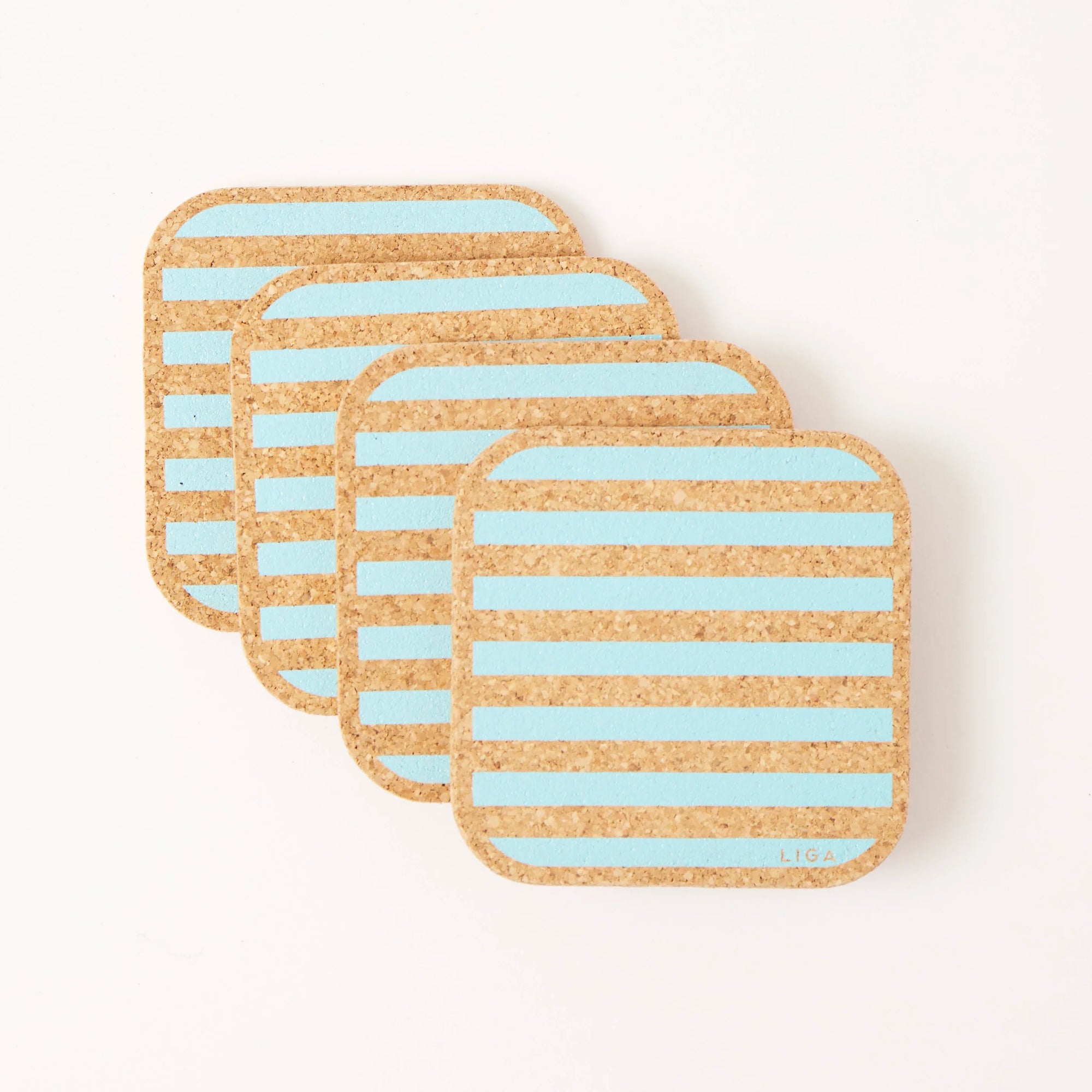 Cork Coasters | Candy Stripes - Blue
