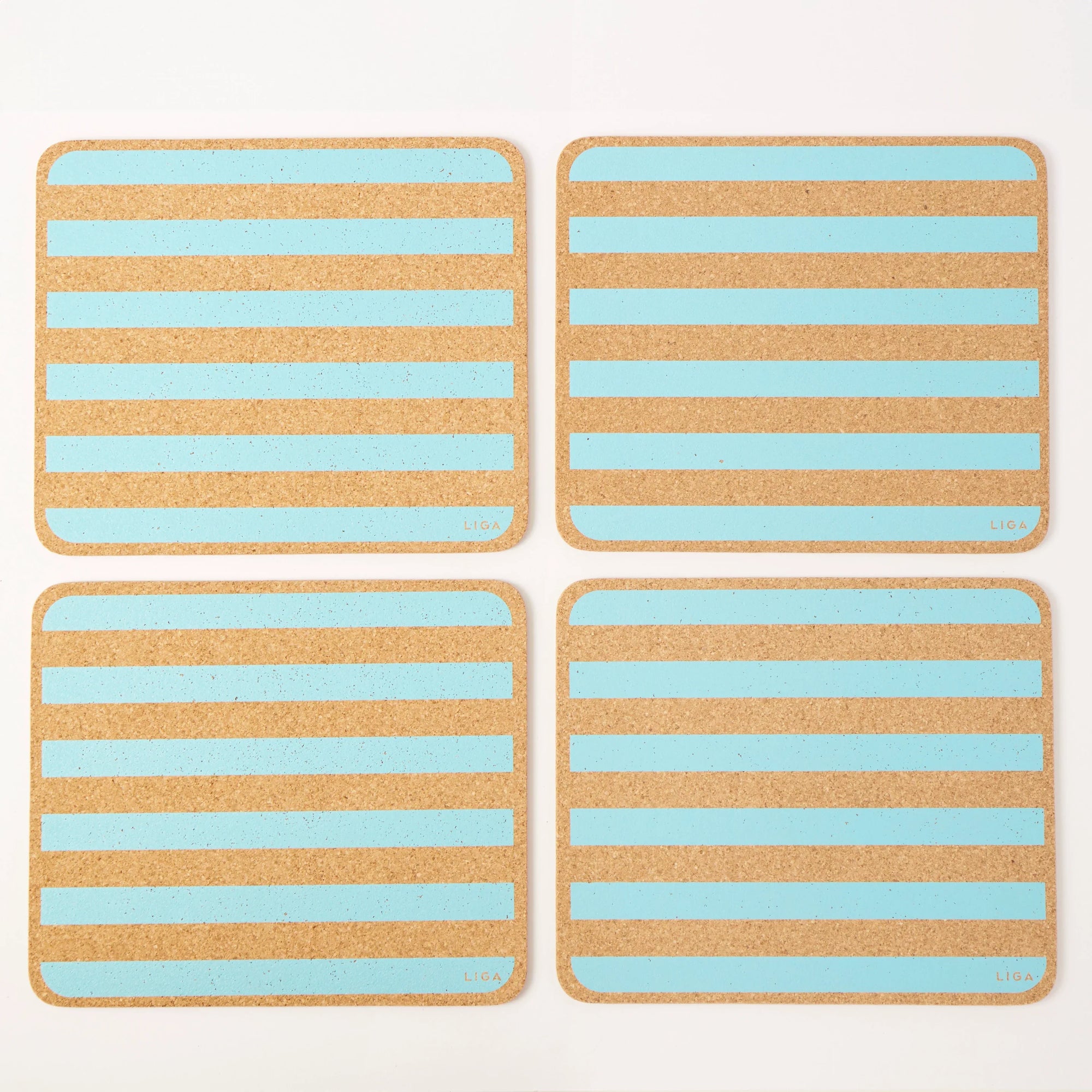 Cork Placemats | Candy Stripes - Blue