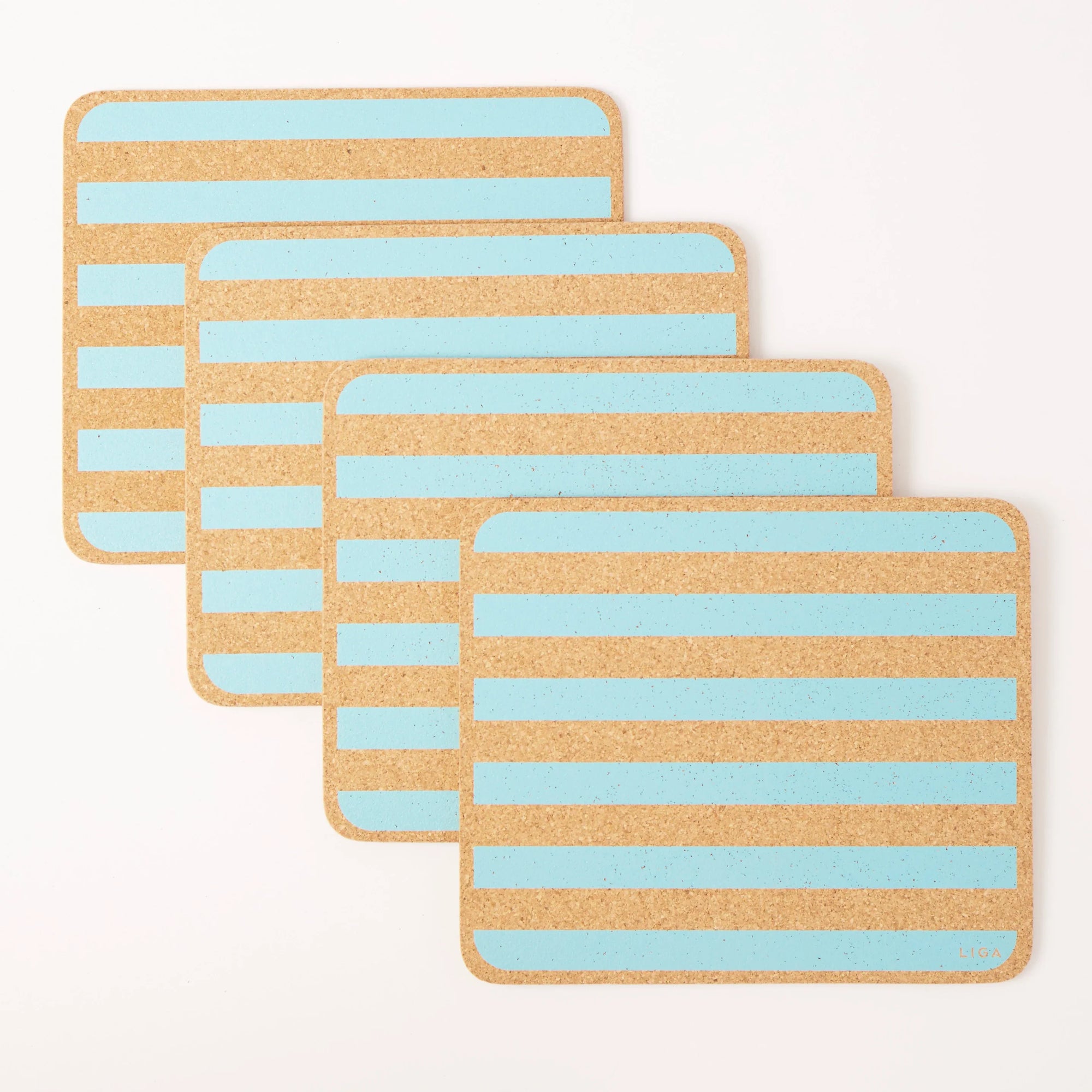 Cork Placemats | Candy Stripes - Blue