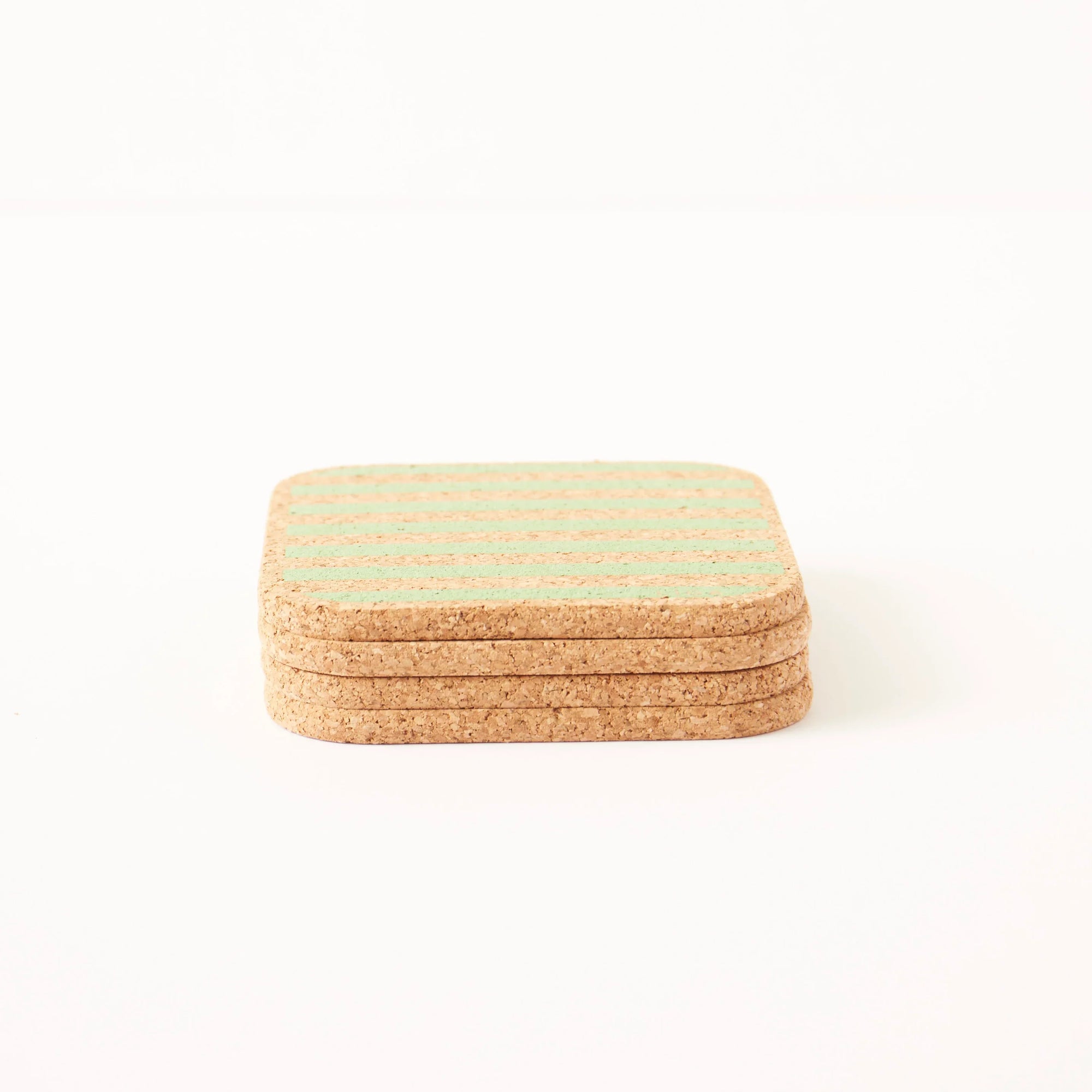 Cork Coasters | Candy Stripes - Green