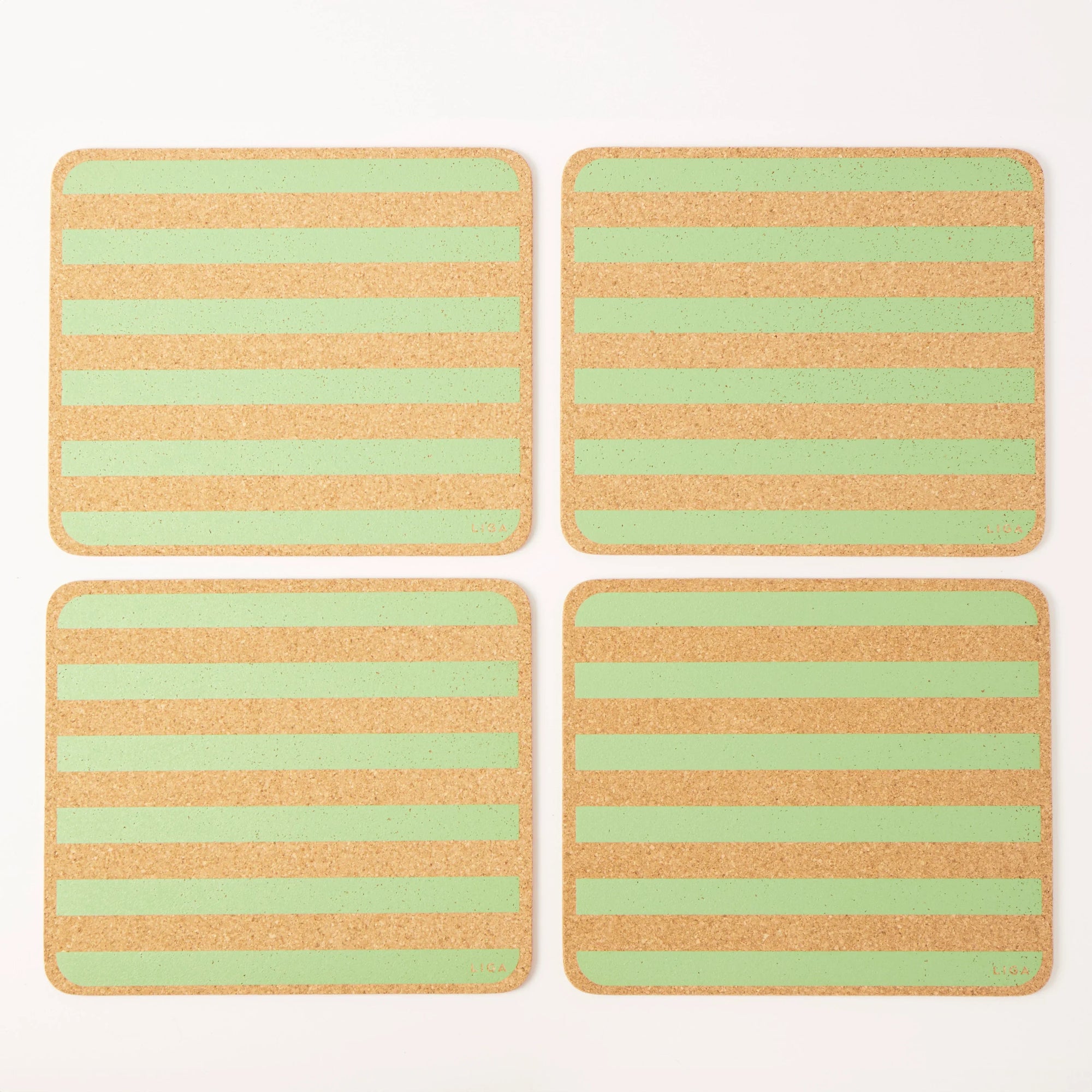 Cork Placemats | Candy Stripes - Green