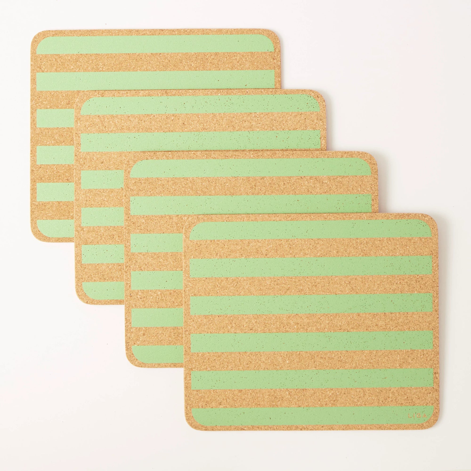 Cork Placemats | Candy Stripes - Green
