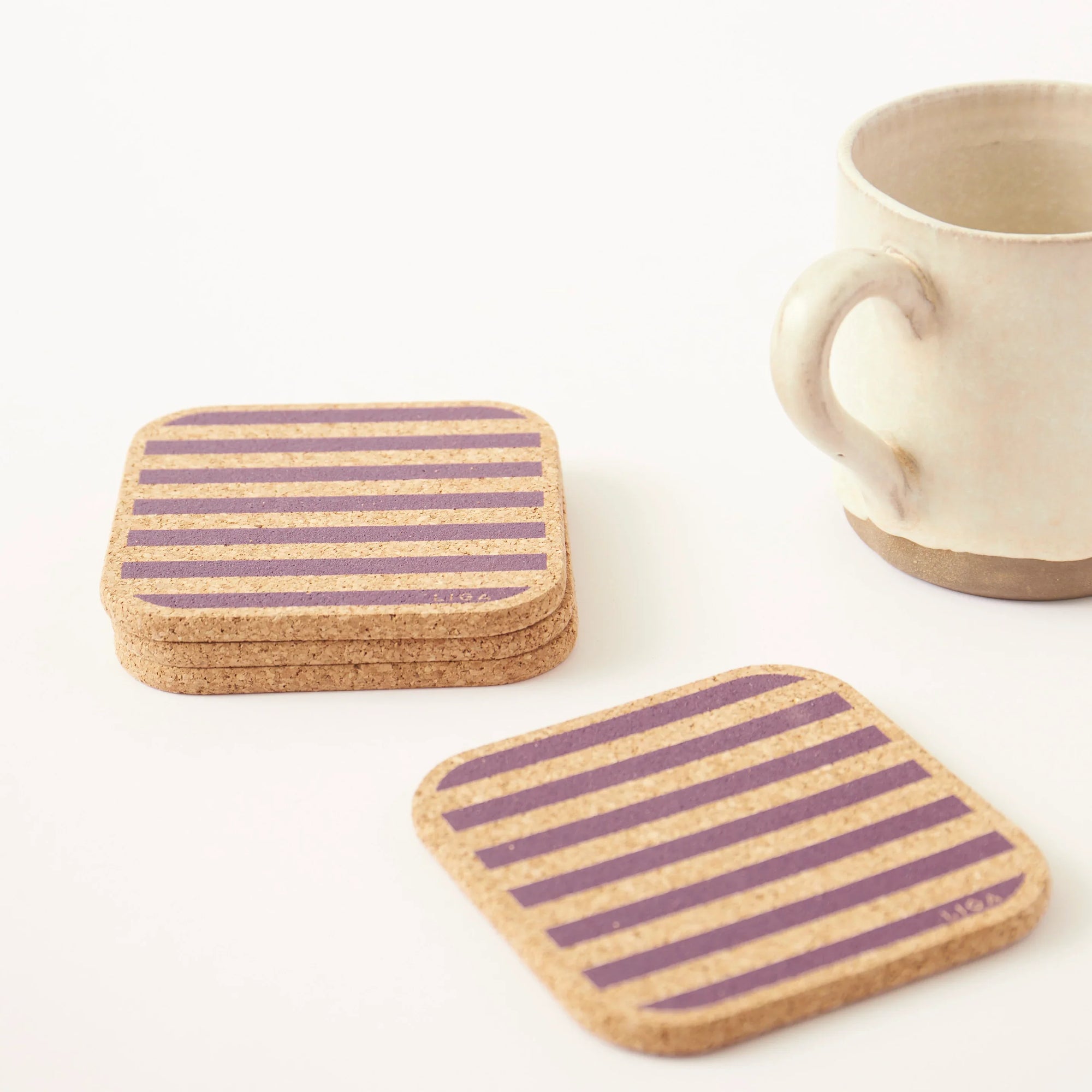 Cork Coasters | Candy Stripes - Purple