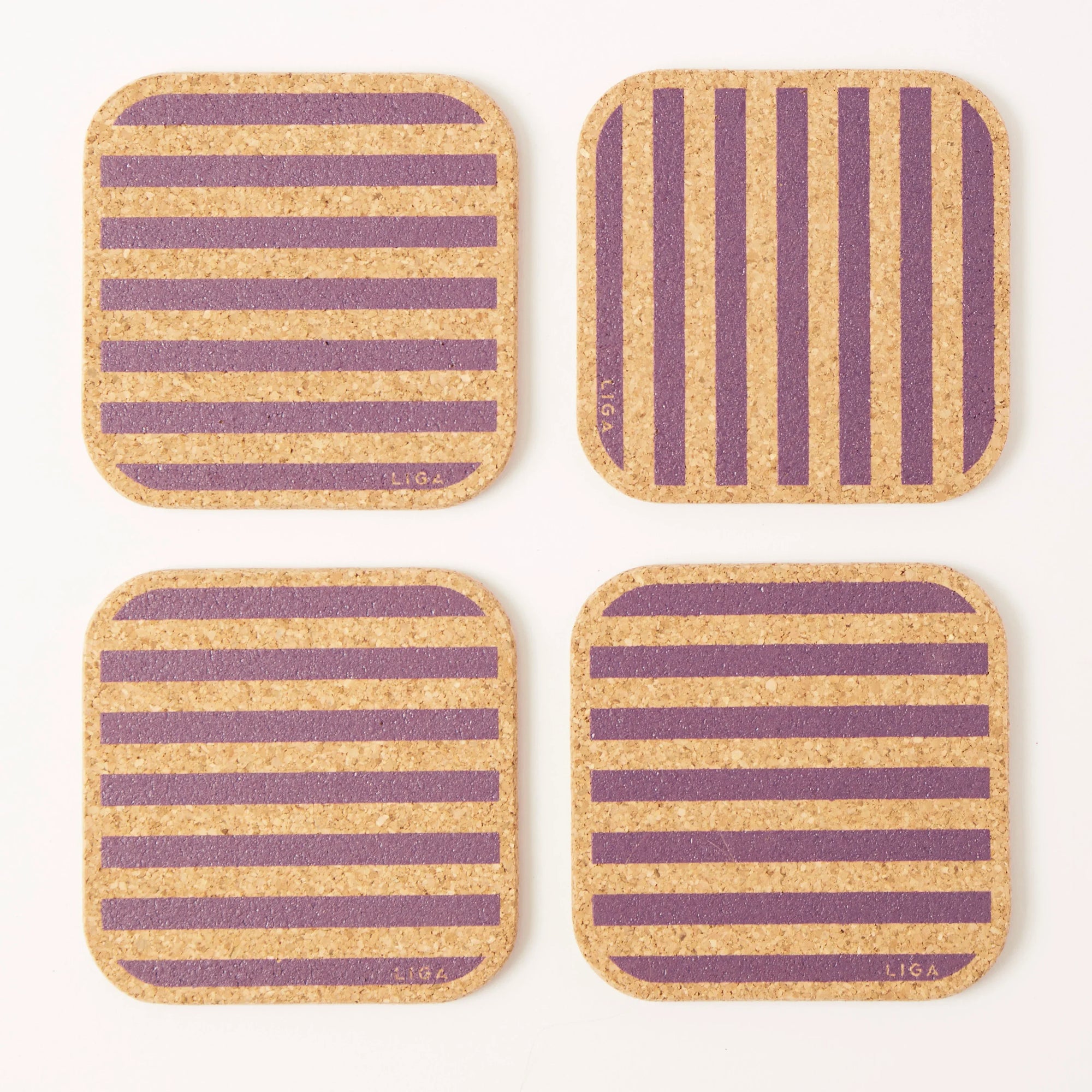 Cork Coasters | Candy Stripes - Purple