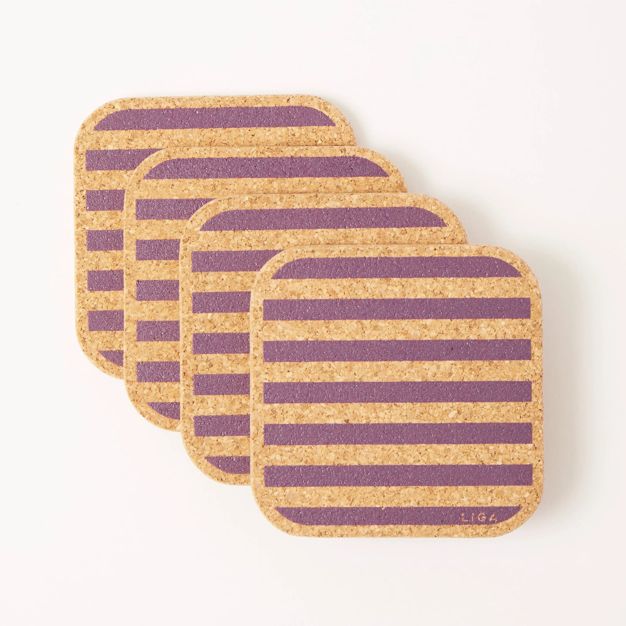 Cork Coasters | Candy Stripes - Purple