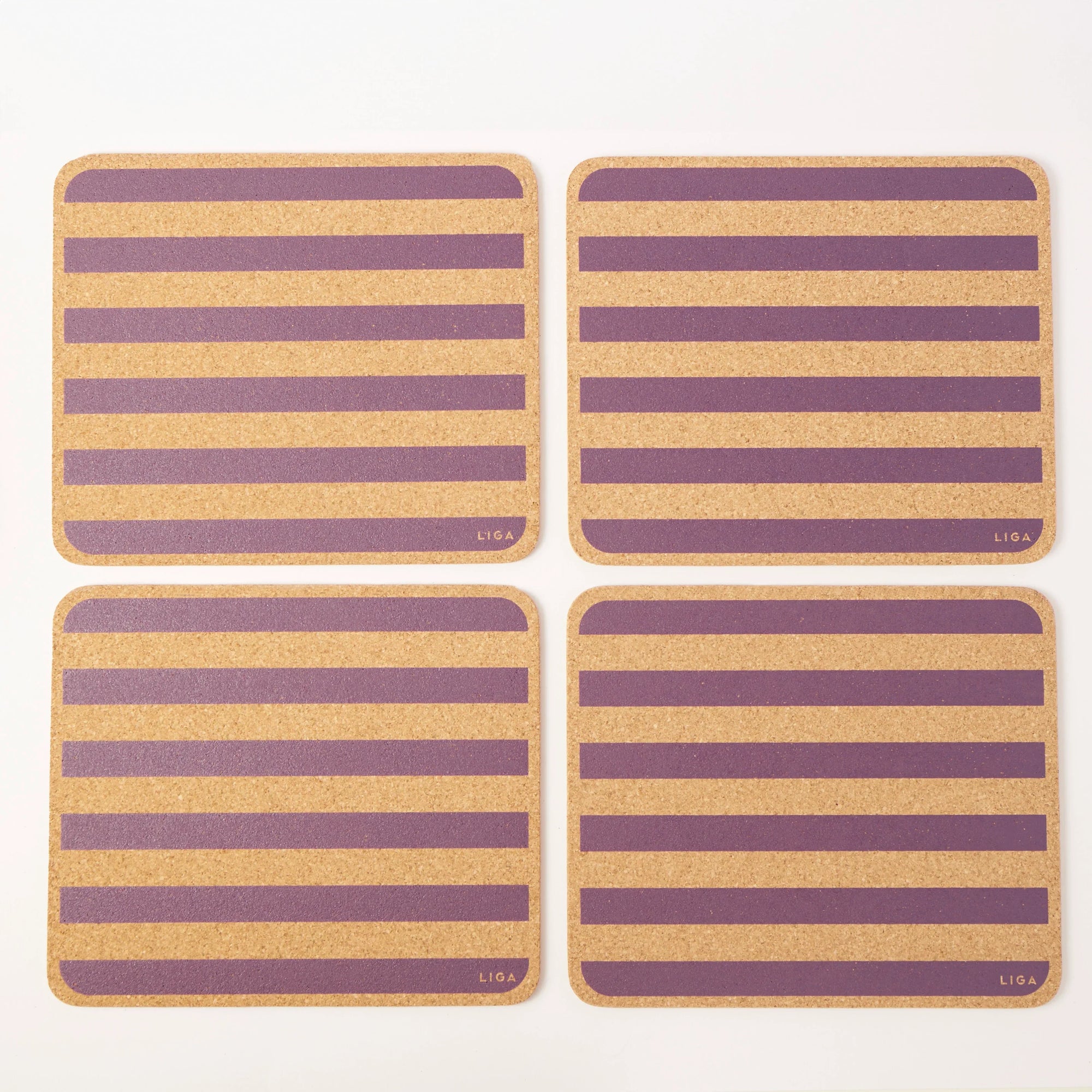 Cork Placemats | Candy Stripes - Purple