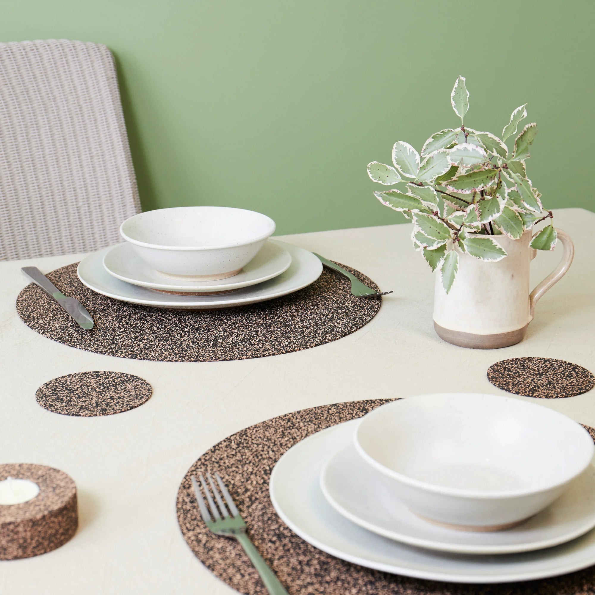 XL Dash Recycled Rubber & Cork Placemats | Round Set of 4