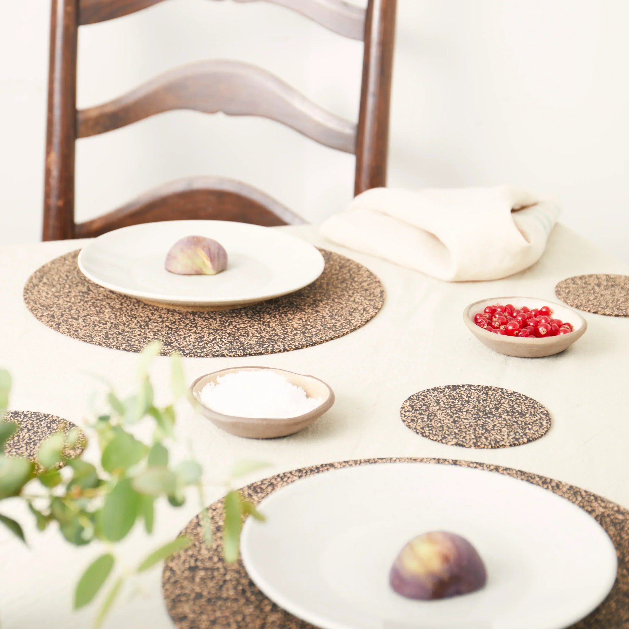 Dash Recycled Rubber & Cork Placemats | Round Set of 4