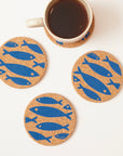 Cork Coasters | Fish Blue