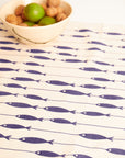 Organic Tea Towel | Fish on a Line Navy
