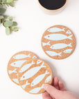 Cork Coasters | Fish Blue
