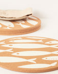 Cork Placemat - Fish White