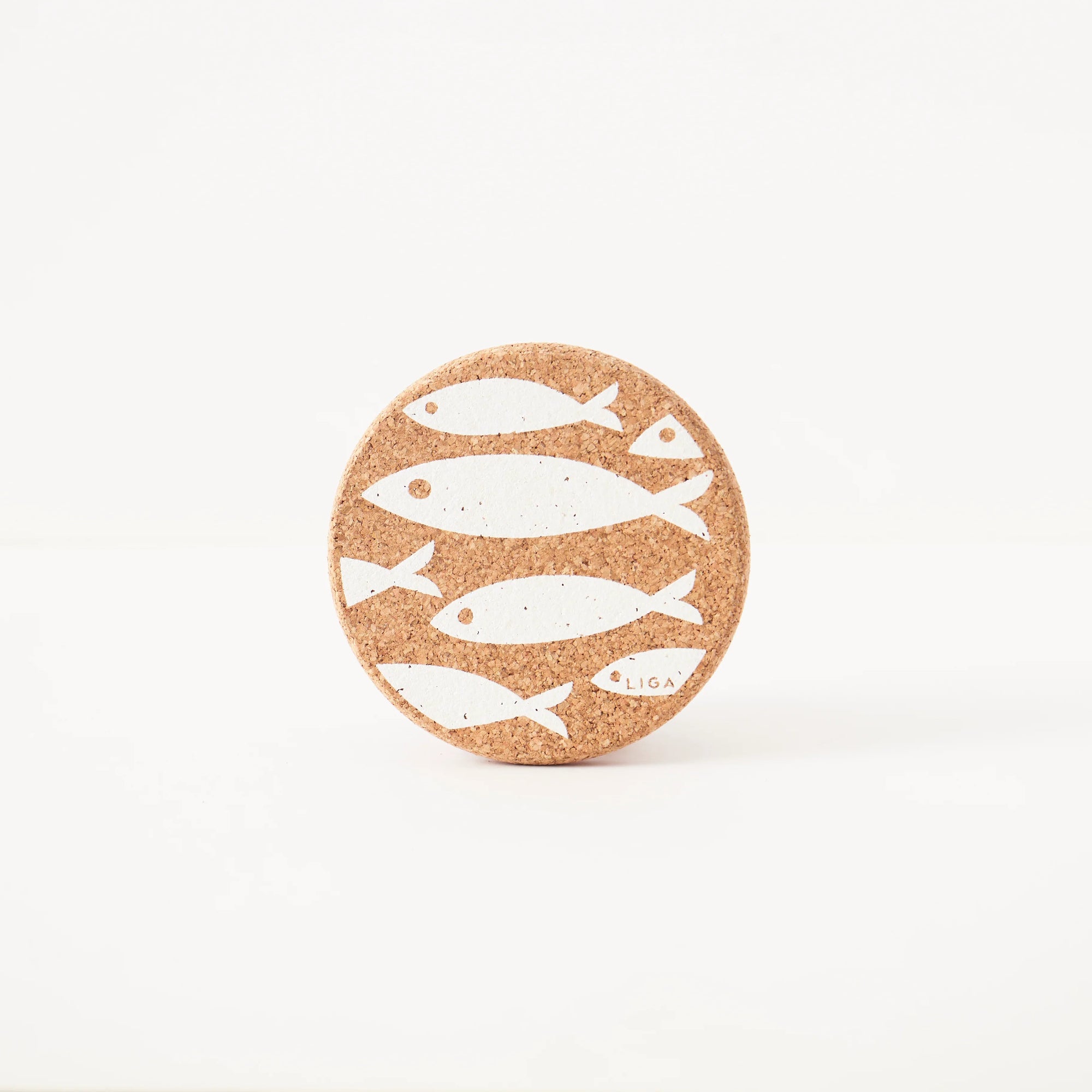 Cork Coasters | Fish White