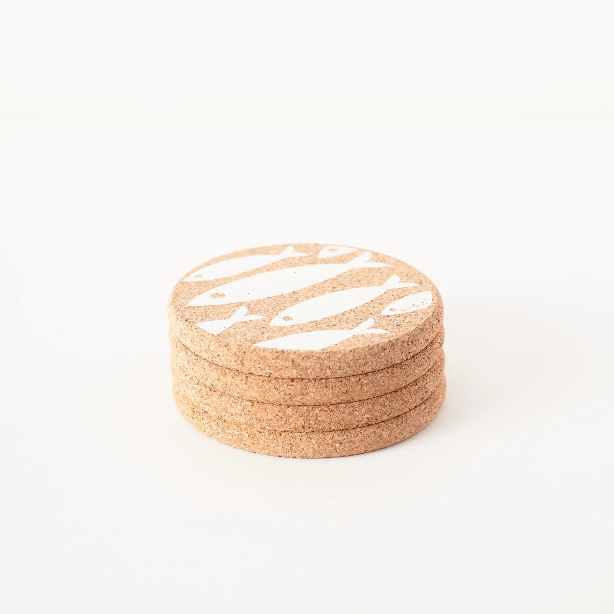 Cork Coasters | Fish White