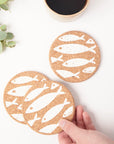 Cork Coasters | Fish White