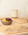 Cork Placemats Rectangle | Flowers - Grey