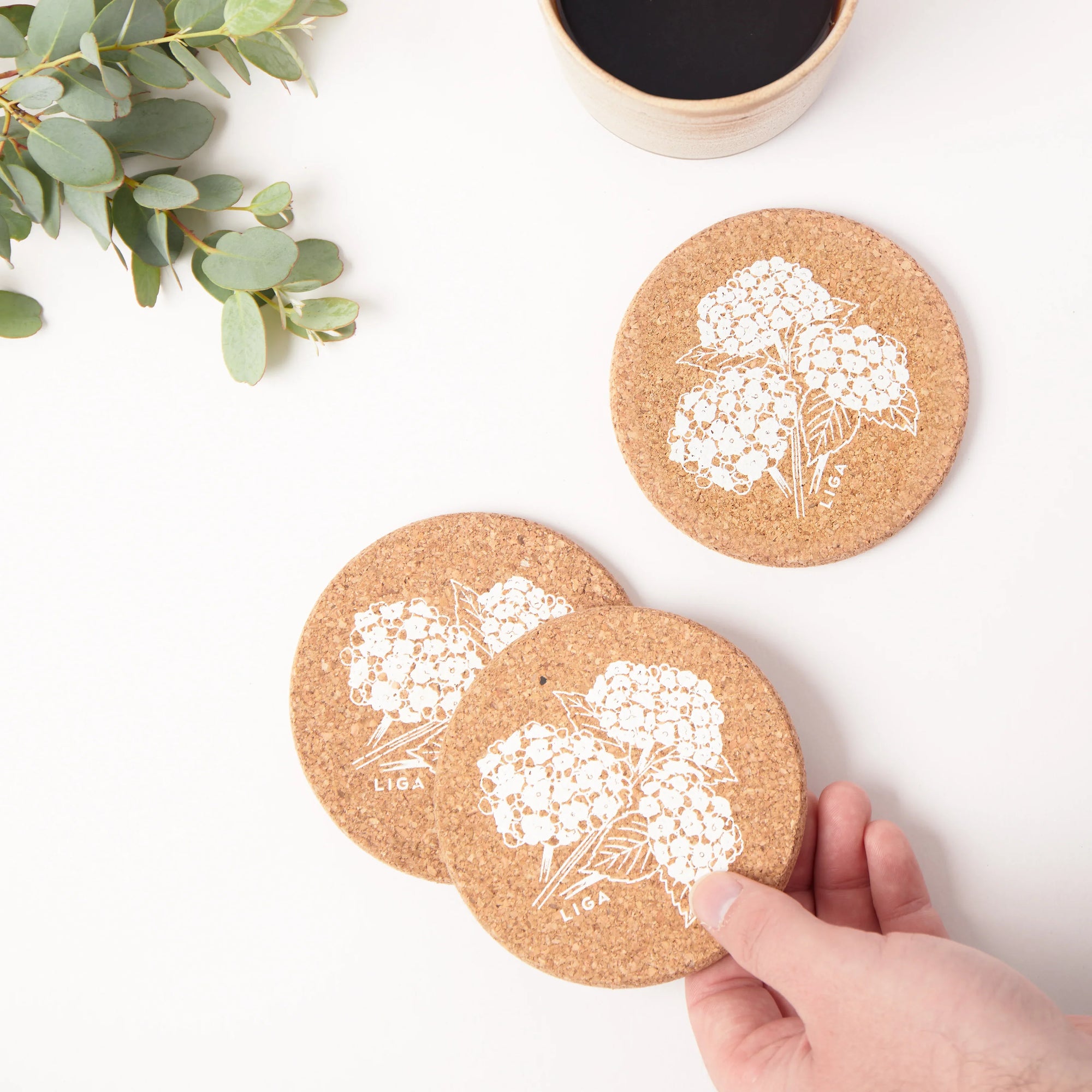 Cork Coasters | Hydrangea