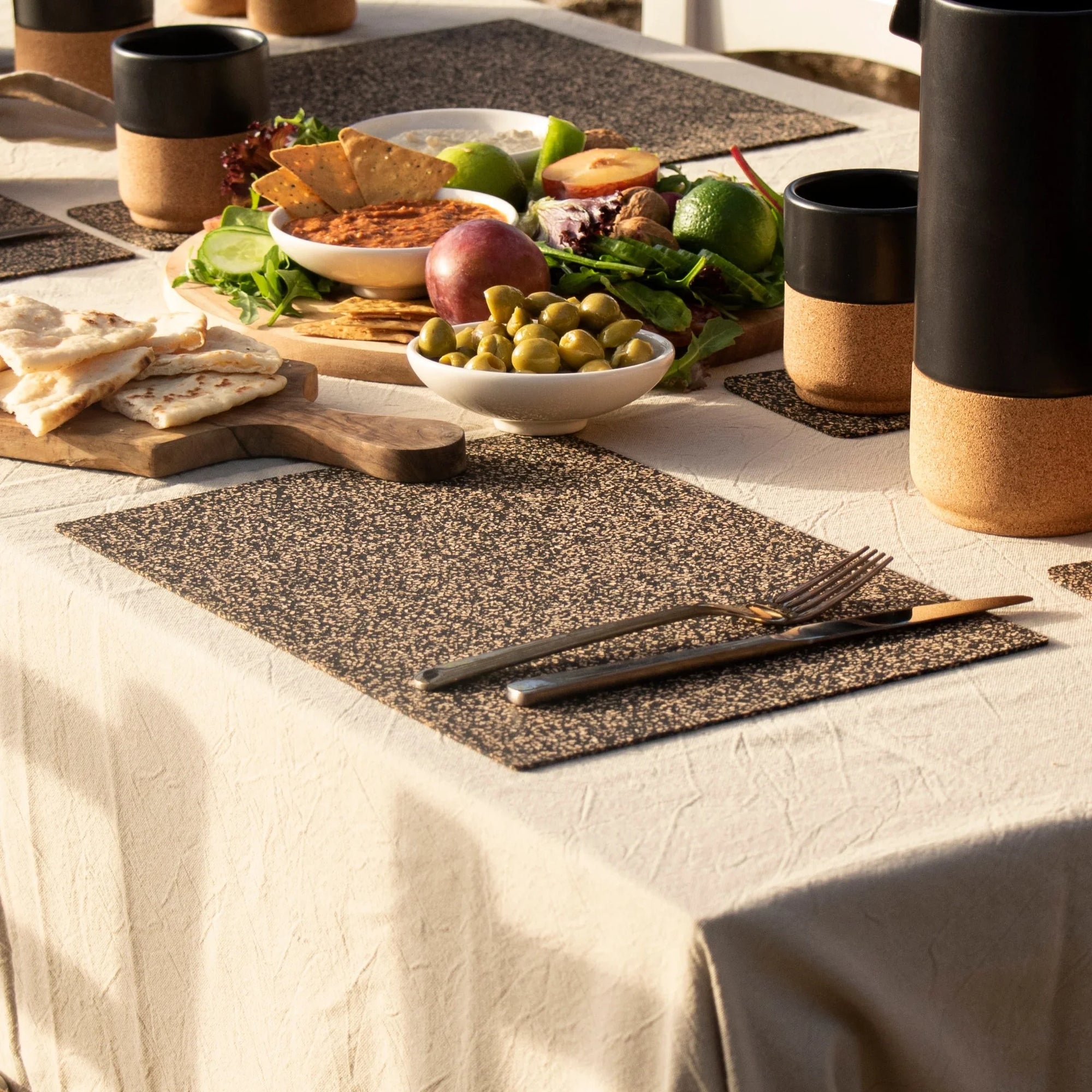 Dash Recycled Rubber & Cork Placemats | Rectangle Set of 8 plus 2 sets of free coasters