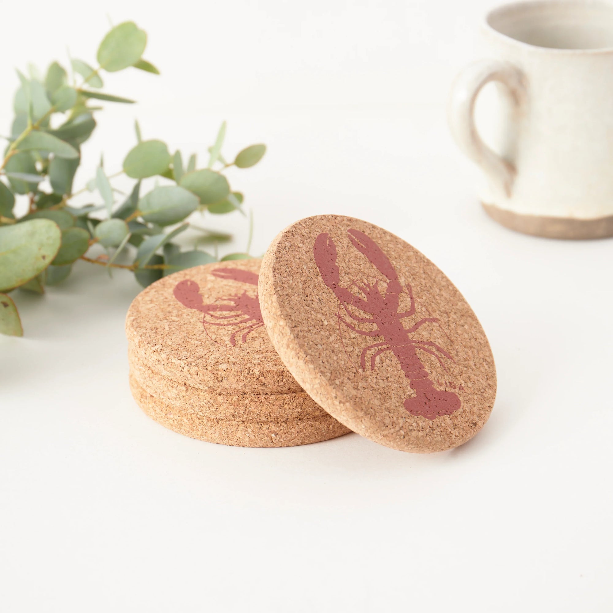 Cork Coasters | Lobster Red