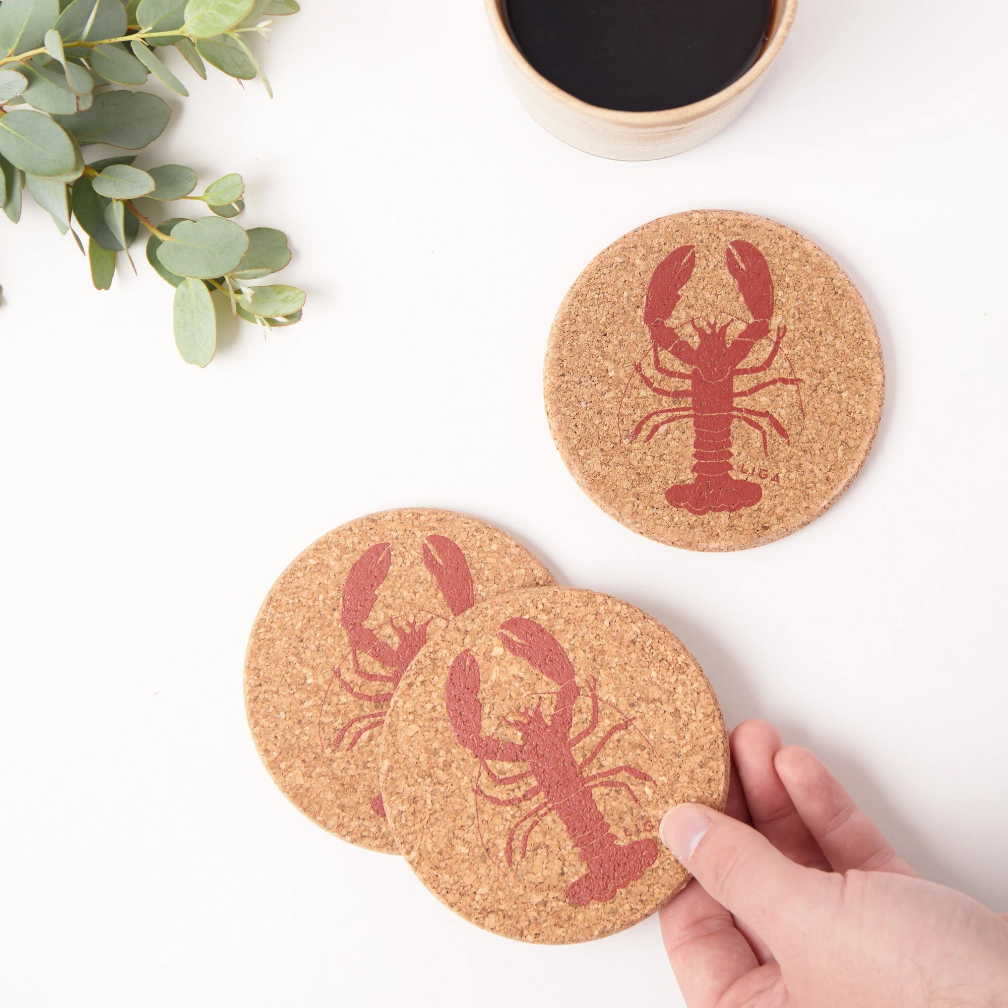 Cork Coasters | Lobster Red