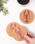 Cork Coasters | Lobster Red