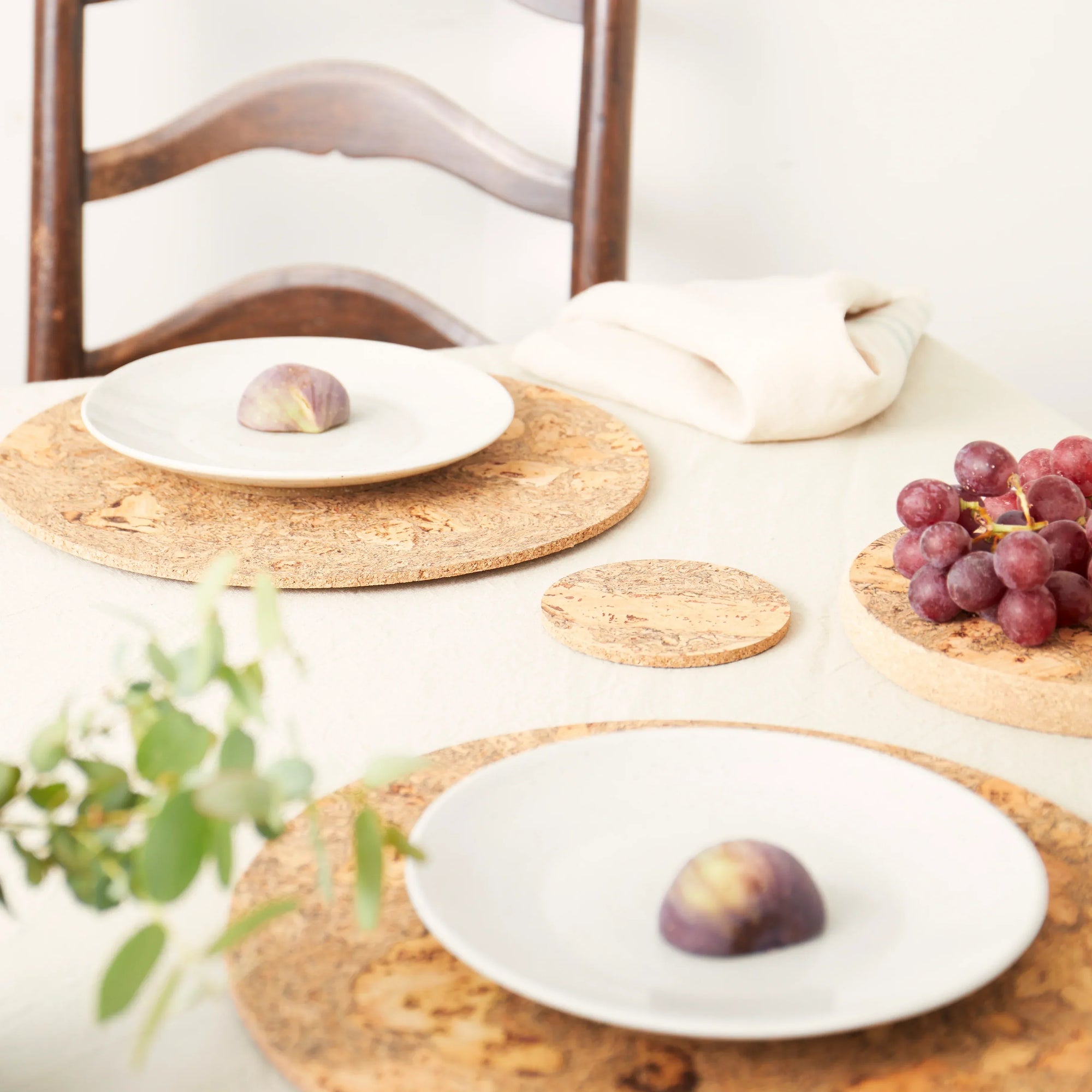 Natural Cork Coasters | Round Set of 4