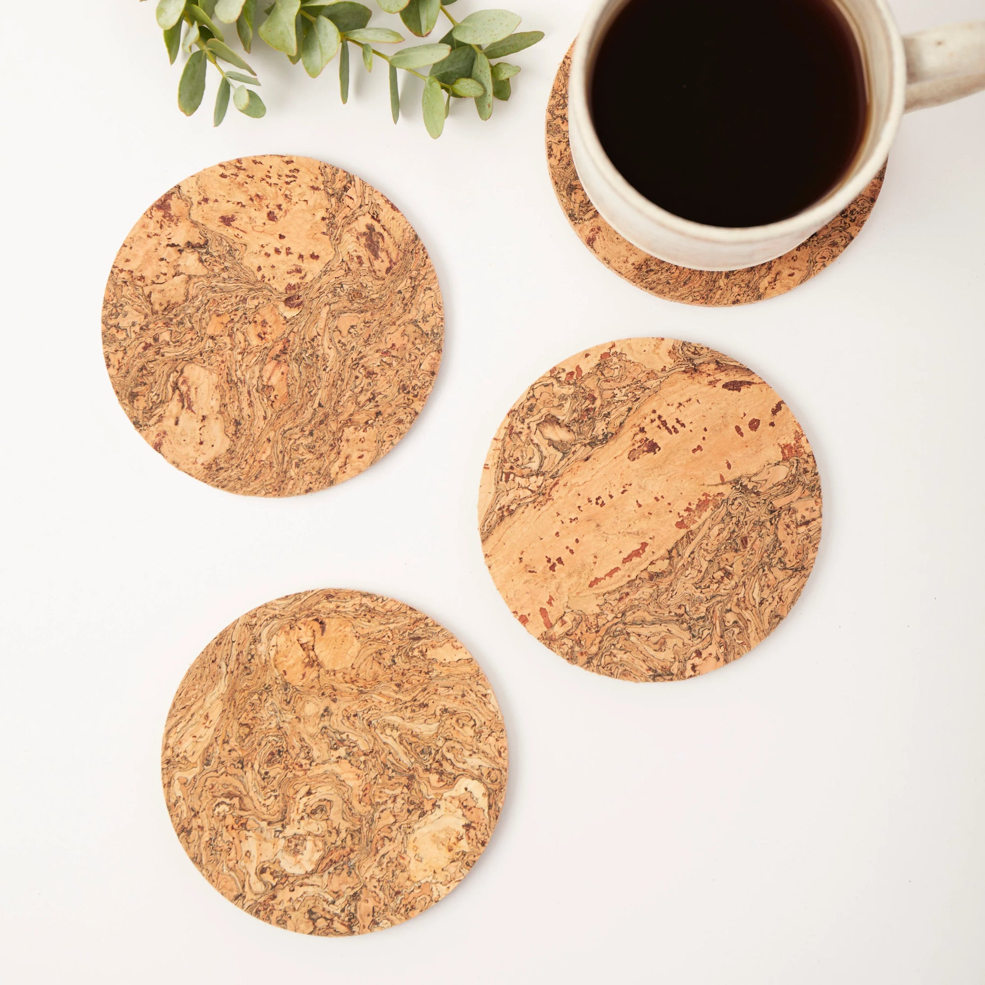 Natural Cork Coasters | Round Set of 4