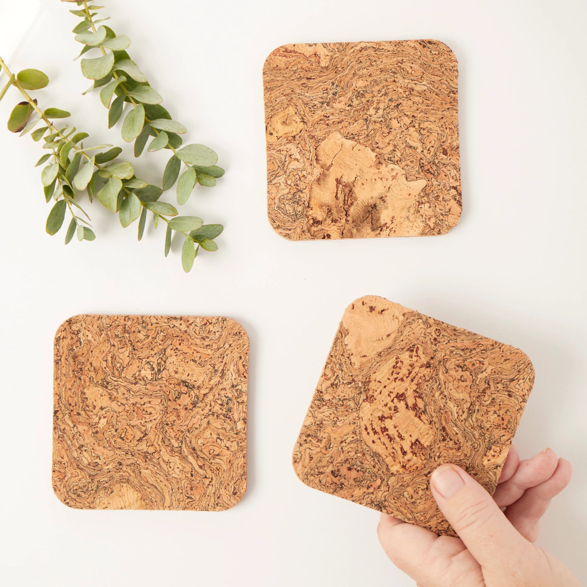 Natural Cork Coasters | Square Set of 4