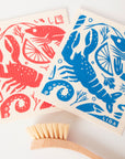 Seafood Platter | Cork and Tile Trivet, Tea Towel and Dishcloths