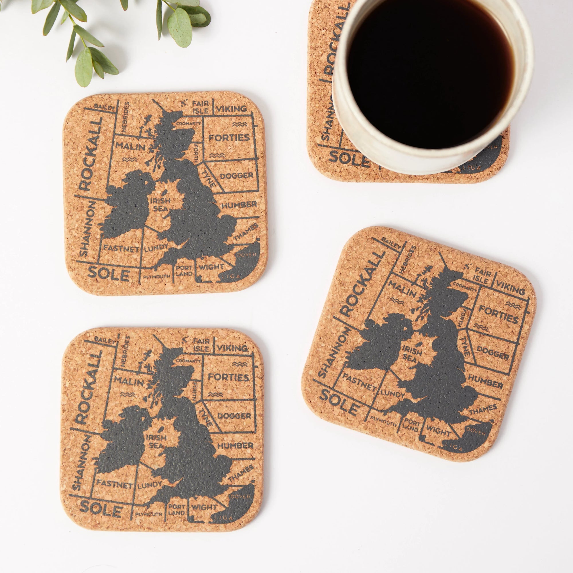 Cork Coasters | Shipping Forecast | Set of 4