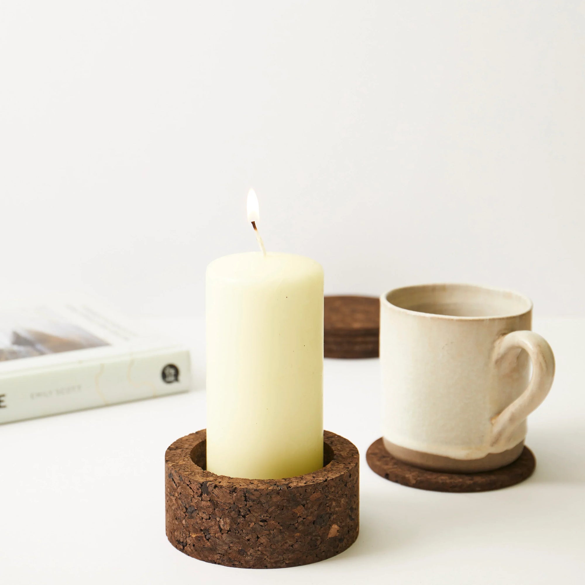 Eco Candle Holder | Smoked Cork