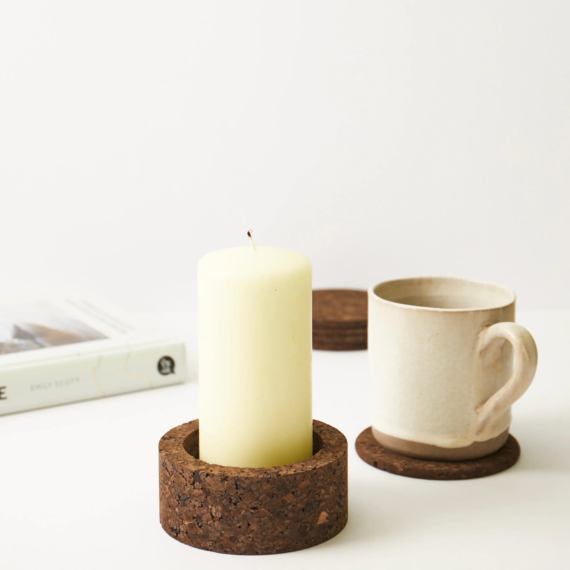 Eco Candle Holder | Smoked Cork