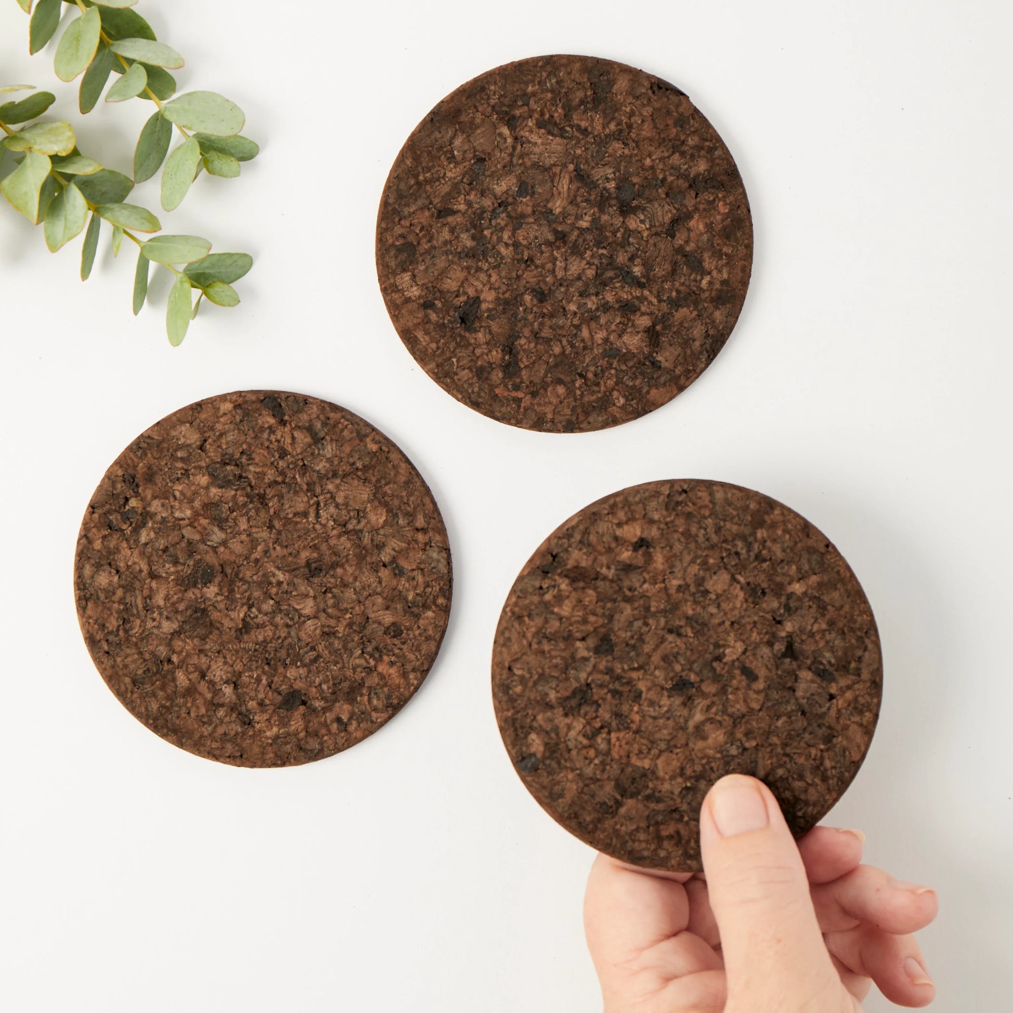 Smoked Cork Coasters | Round Set of 4