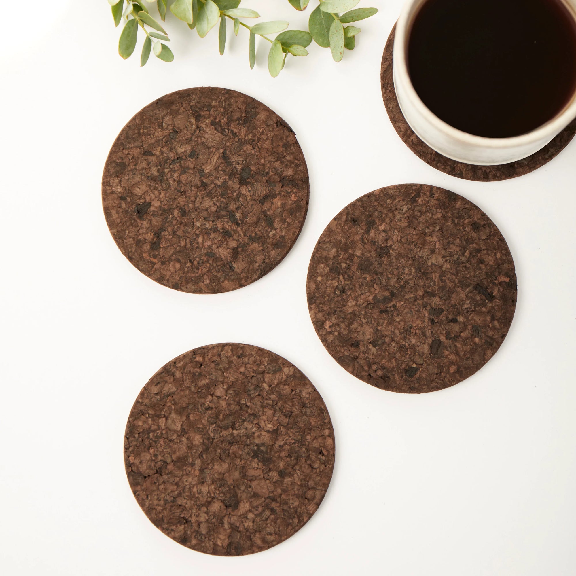 Smoked Cork Coasters | Round Set of 4