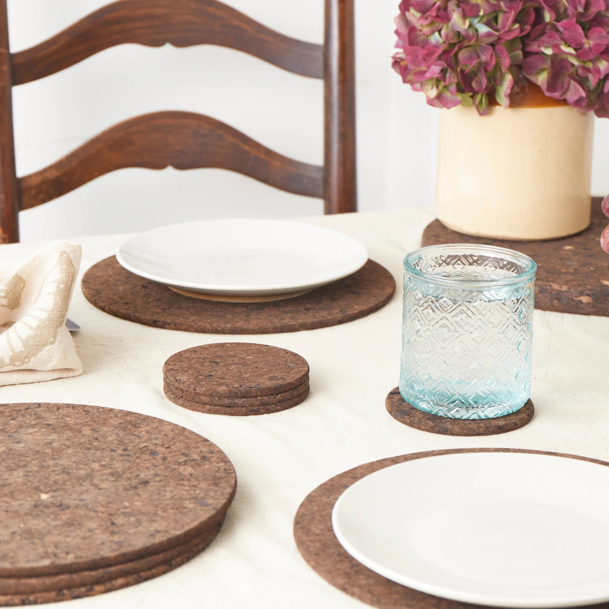 Smoked Cork Coasters | Round Set of 4