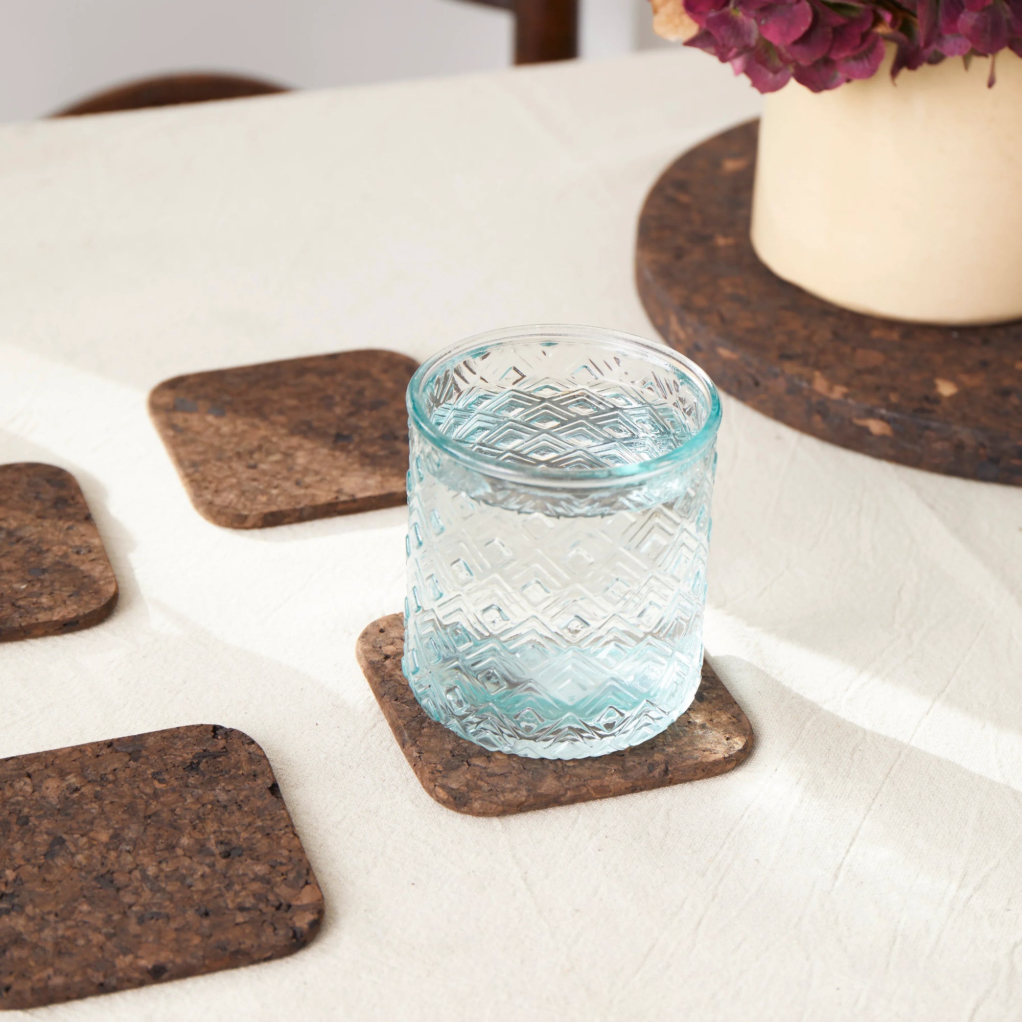 Smoked Cork Coasters | Square Set of 4