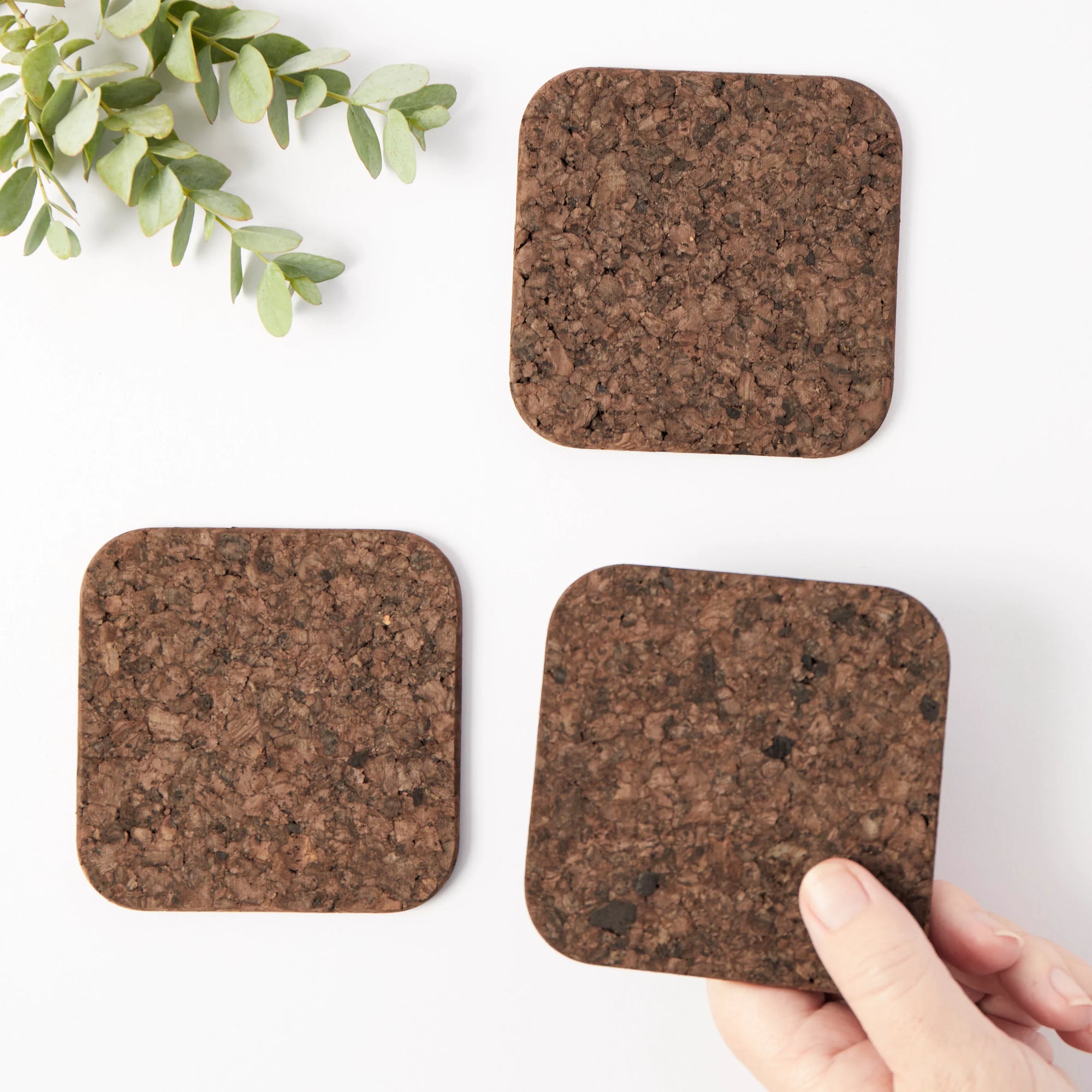 Smoked Cork Coasters | Square Set of 4