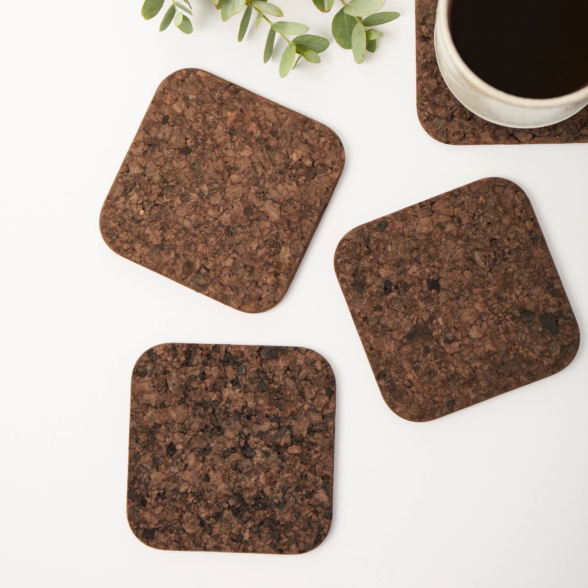 Smoked Cork Coasters | Square Set of 4