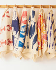 Organic Tea Towel | Fish on a Line Navy